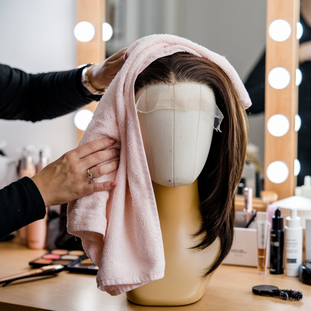 Drying hair with soft towel